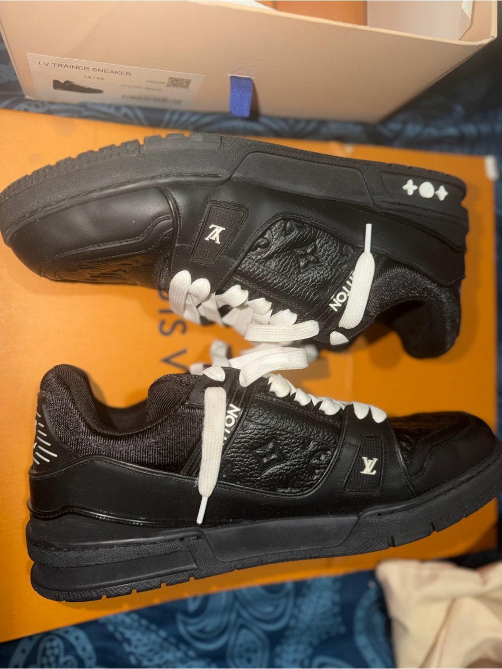 Louis Vuitton Black and White LV Trainer Sneakers for Men